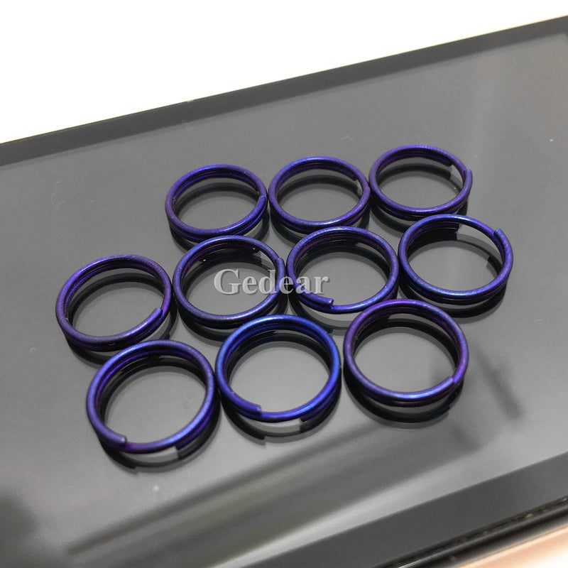 TIKING 10pcs/lots 0.47"/12mm Micro Titanium Ti Split Key Ring Keychain EDC Small Keyring Anodized Blue(12mm) - Image 2